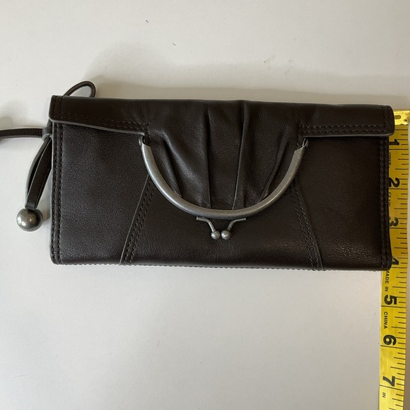 Vintage New Kenzo Leather Wallet Clutch Kiss Lock Coin Purse Brown Boho Retro - Picture 12 of 12